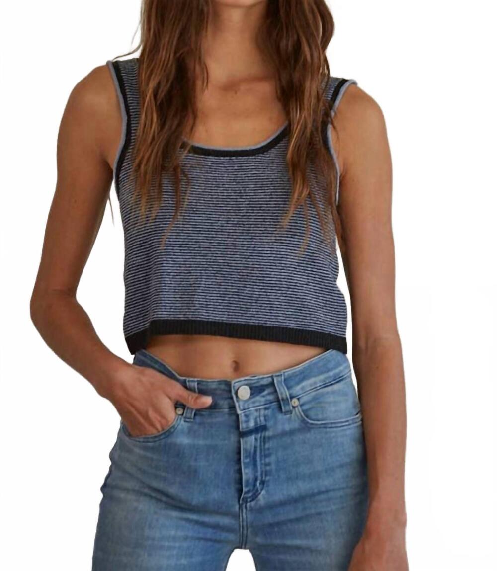 NEW BY TOGETHER knit sweater striped sleeveless tank top in navy